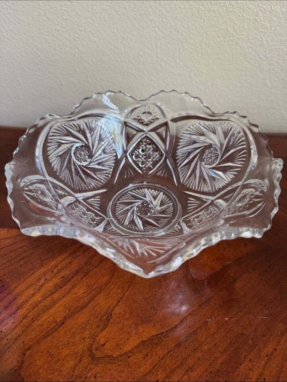 Antique Early American Pattern Glass (EAPG) ruffled edge bowl